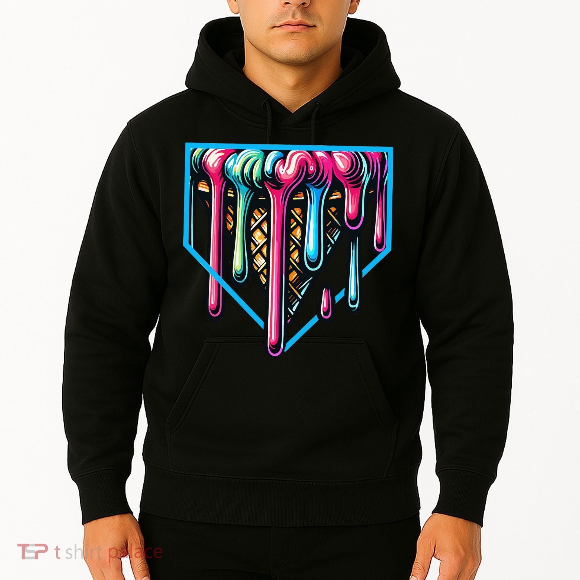 Home Plate Drip Ice Cream Softball & Baseball Hoodie