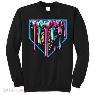 Home Plate Drip Ice Cream Softball & Baseball Sweatshirt