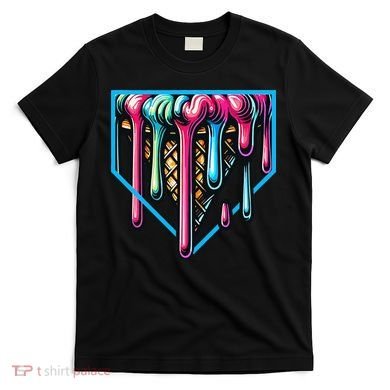 Home Plate Drip Ice Cream Softball & Baseball T-Shirt