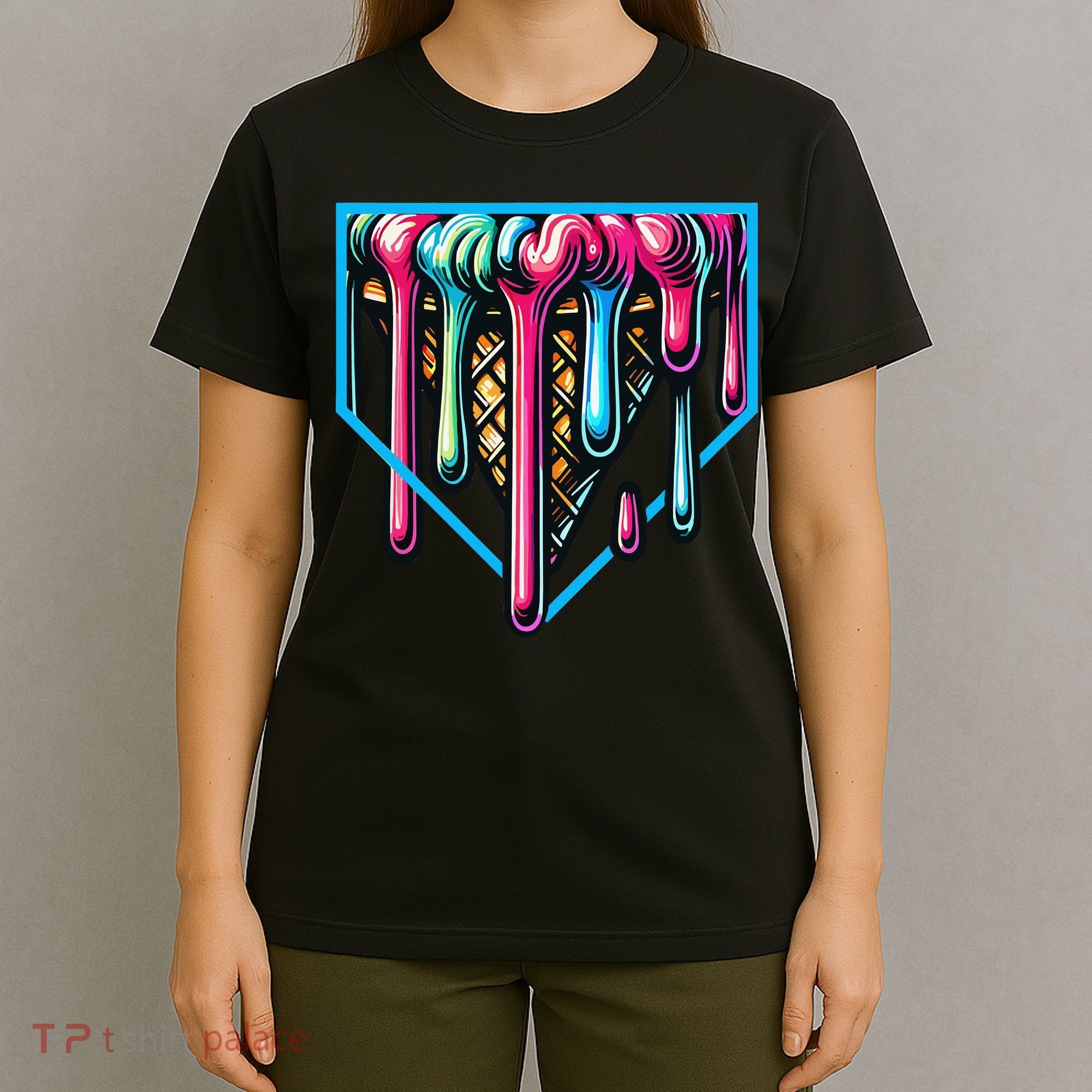 Home Plate Drip Ice Cream Softball & Baseball T-Shirt