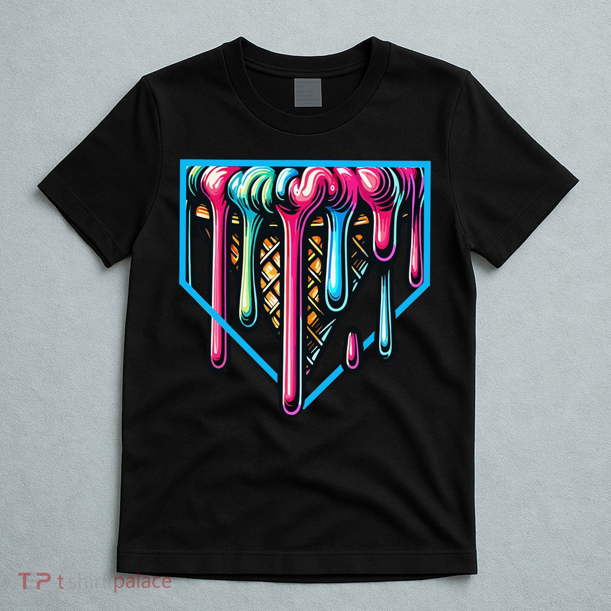 Home Plate Drip Ice Cream Softball & Baseball T-Shirt