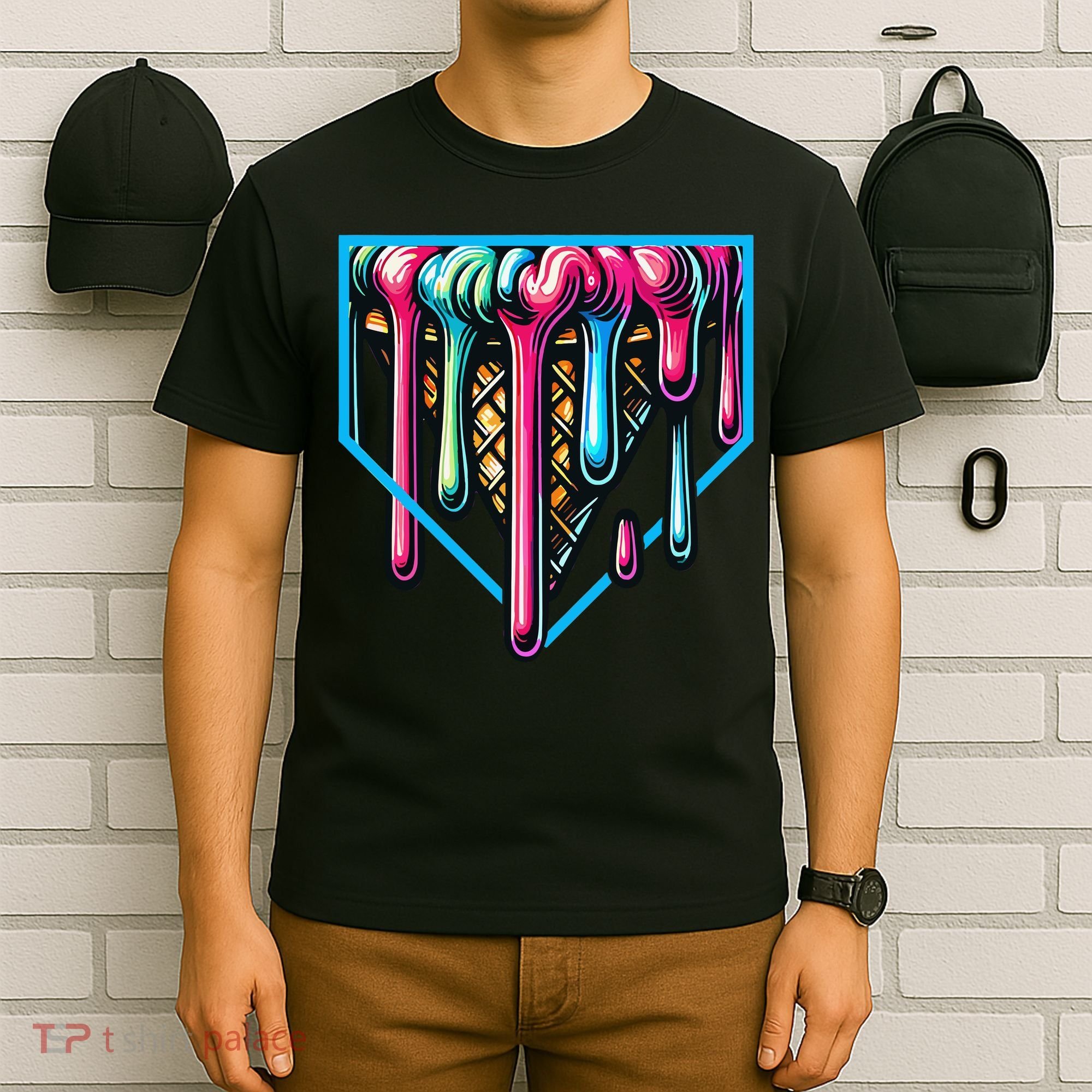 Home Plate Drip Ice Cream Softball & Baseball T-Shirt