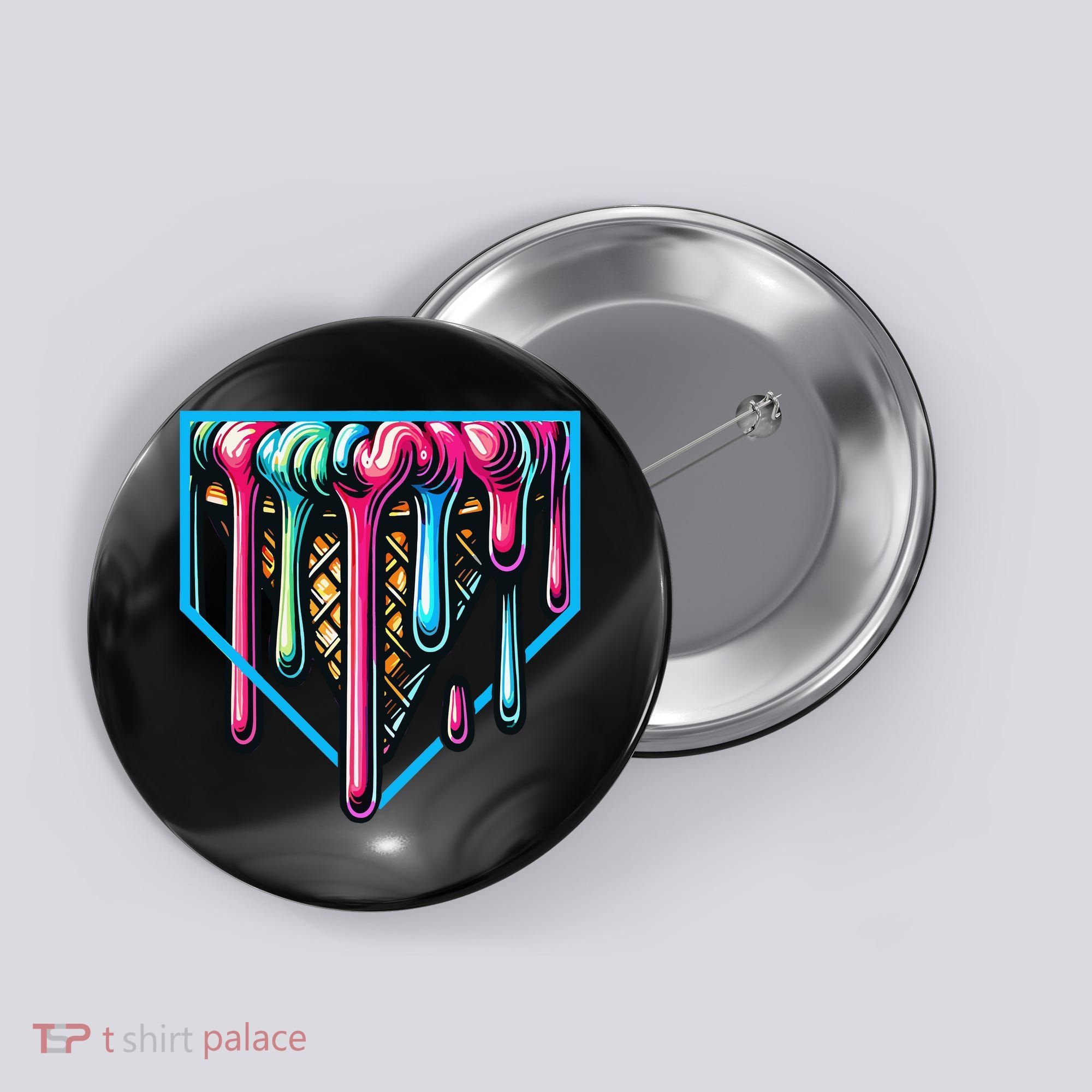 Home Plate Drip Ice Cream Softball & Baseball Button