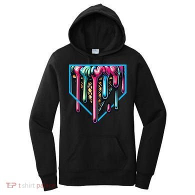 Home Plate Drip Ice Cream Softball & Baseball Women's Hoodie
