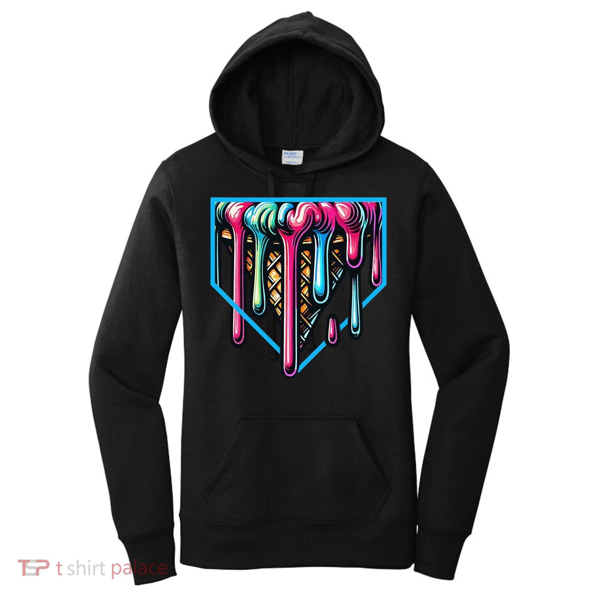 Home Plate Drip Ice Cream Softball & Baseball Women's Hoodie