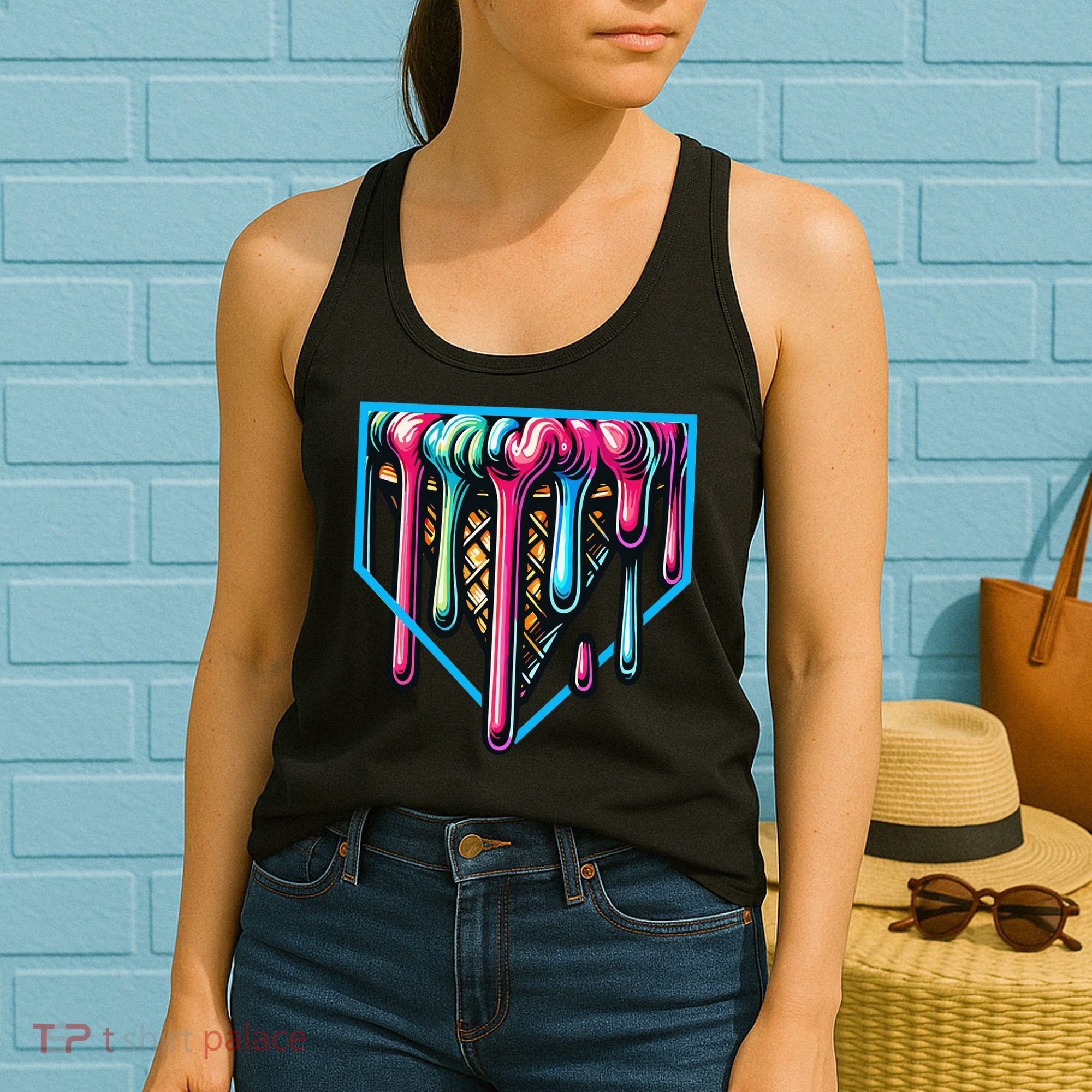 Home Plate Drip Ice Cream Softball & Baseball Women's Tank Top