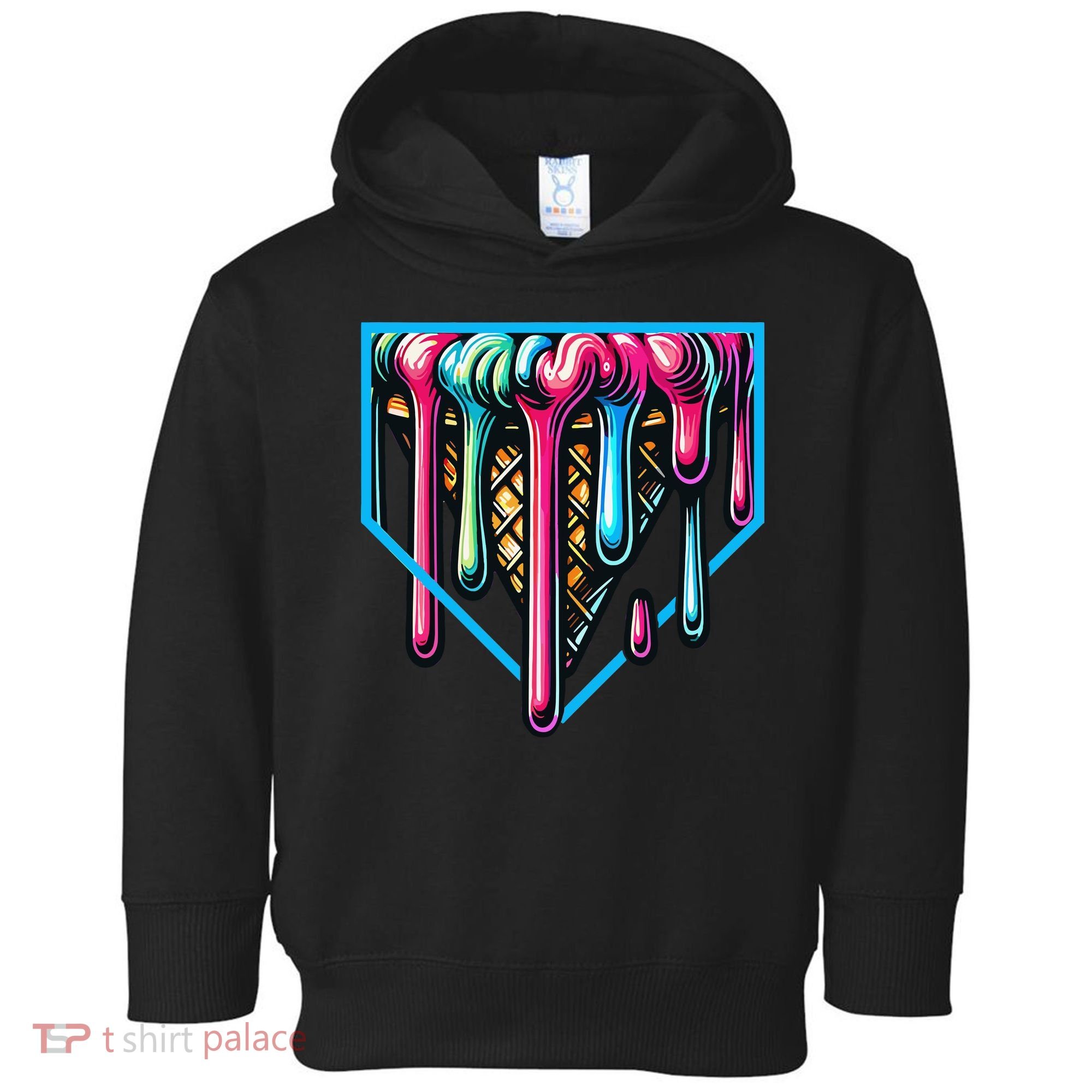 Home Plate Drip Ice Cream Softball & Baseball Toddler Hoodie