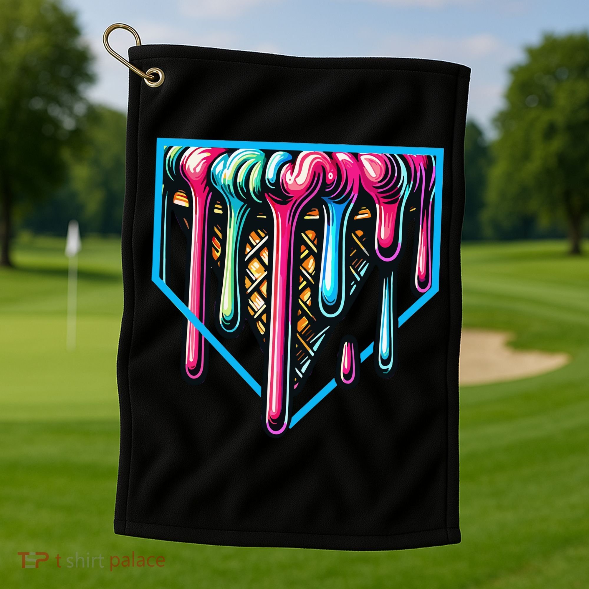 Home Plate Drip Ice Cream Softball & Baseball Golf Towel