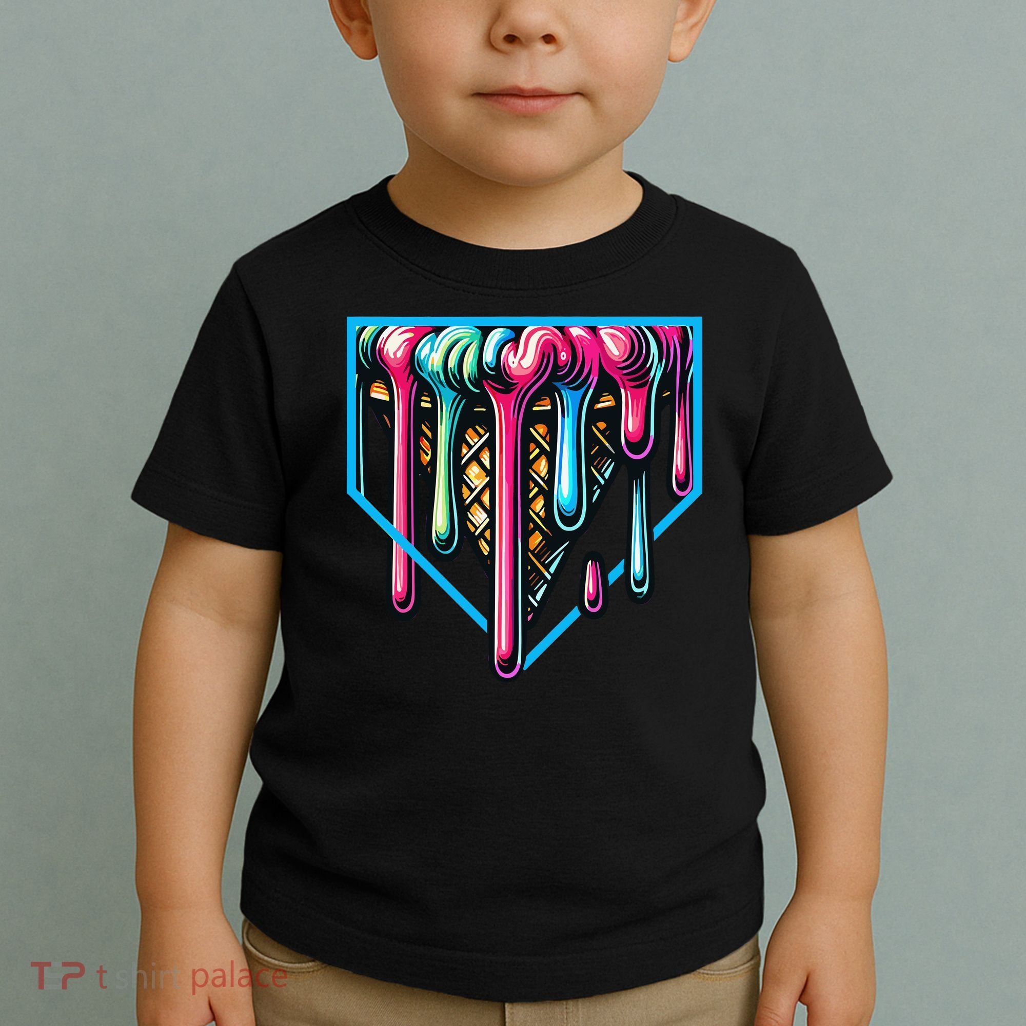 Home Plate Drip Ice Cream Softball & Baseball Toddler T-Shirt