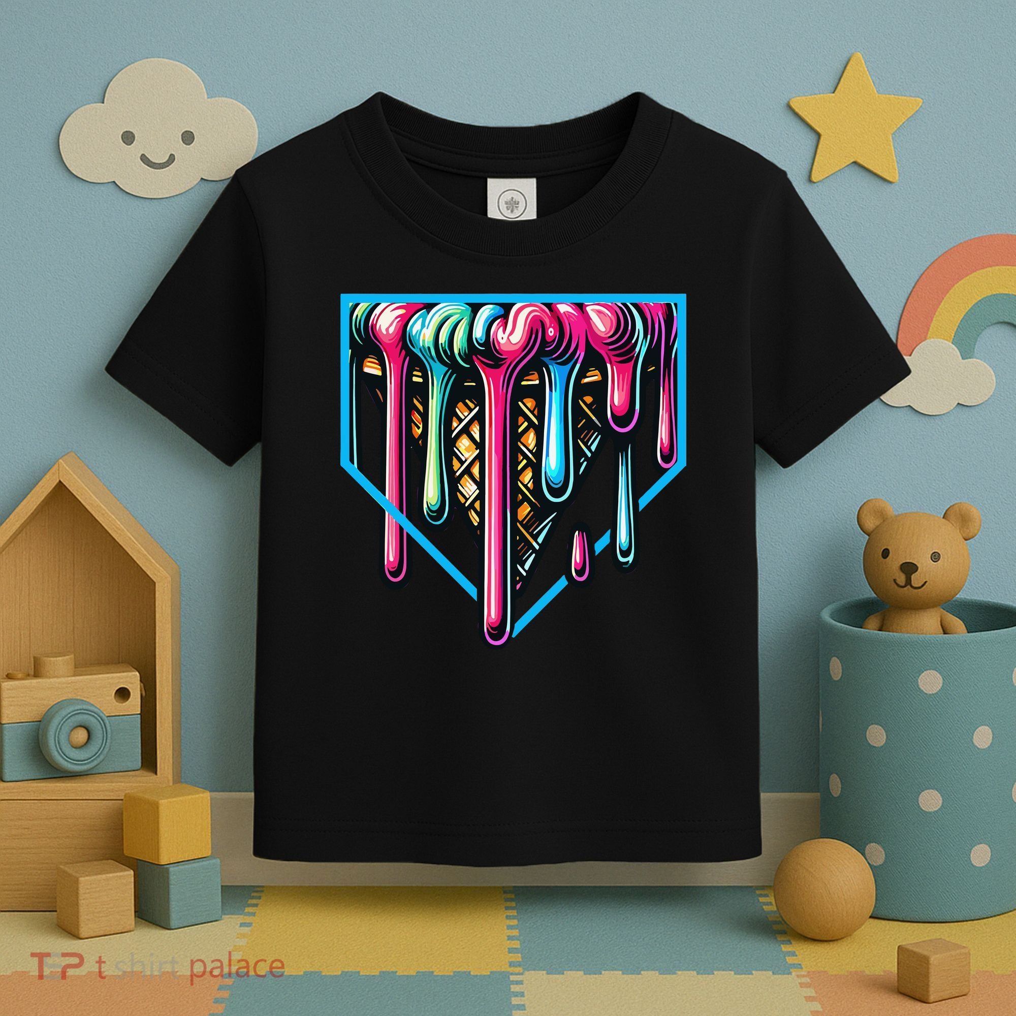 Home Plate Drip Ice Cream Softball & Baseball Toddler T-Shirt