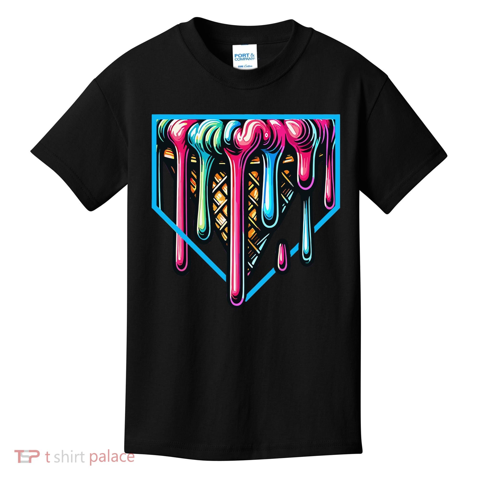 Home Plate Drip Ice Cream Softball & Baseball Kids T-Shirt