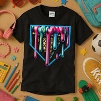 Home Plate Drip Ice Cream Softball & Baseball Kids T-Shirt thumb 3