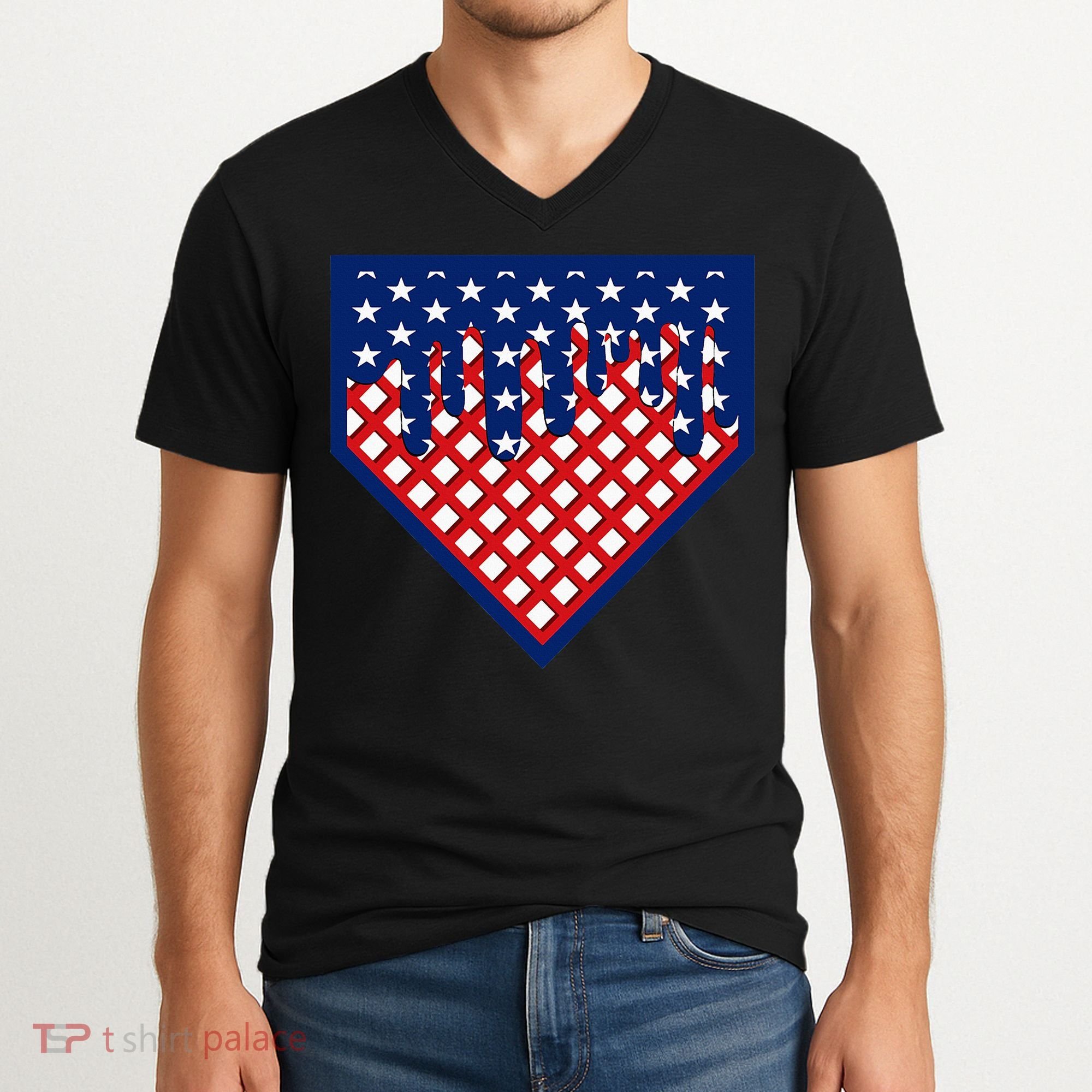 Home Plate Drip Ice Cream Softball & Baseball V-Neck T-Shirt