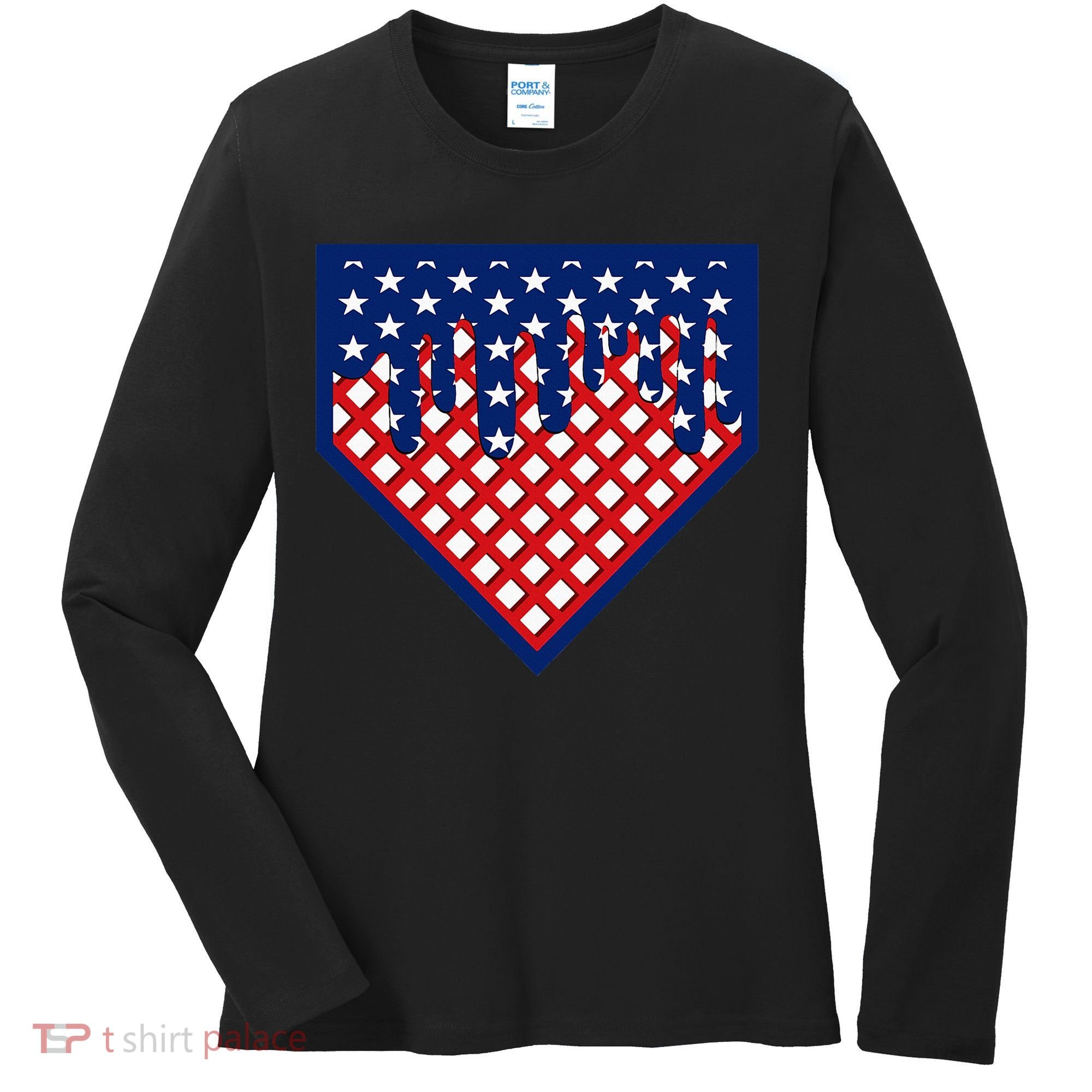 Home Plate Drip Ice Cream Softball & Baseball Women's Long Sleeve Shirt