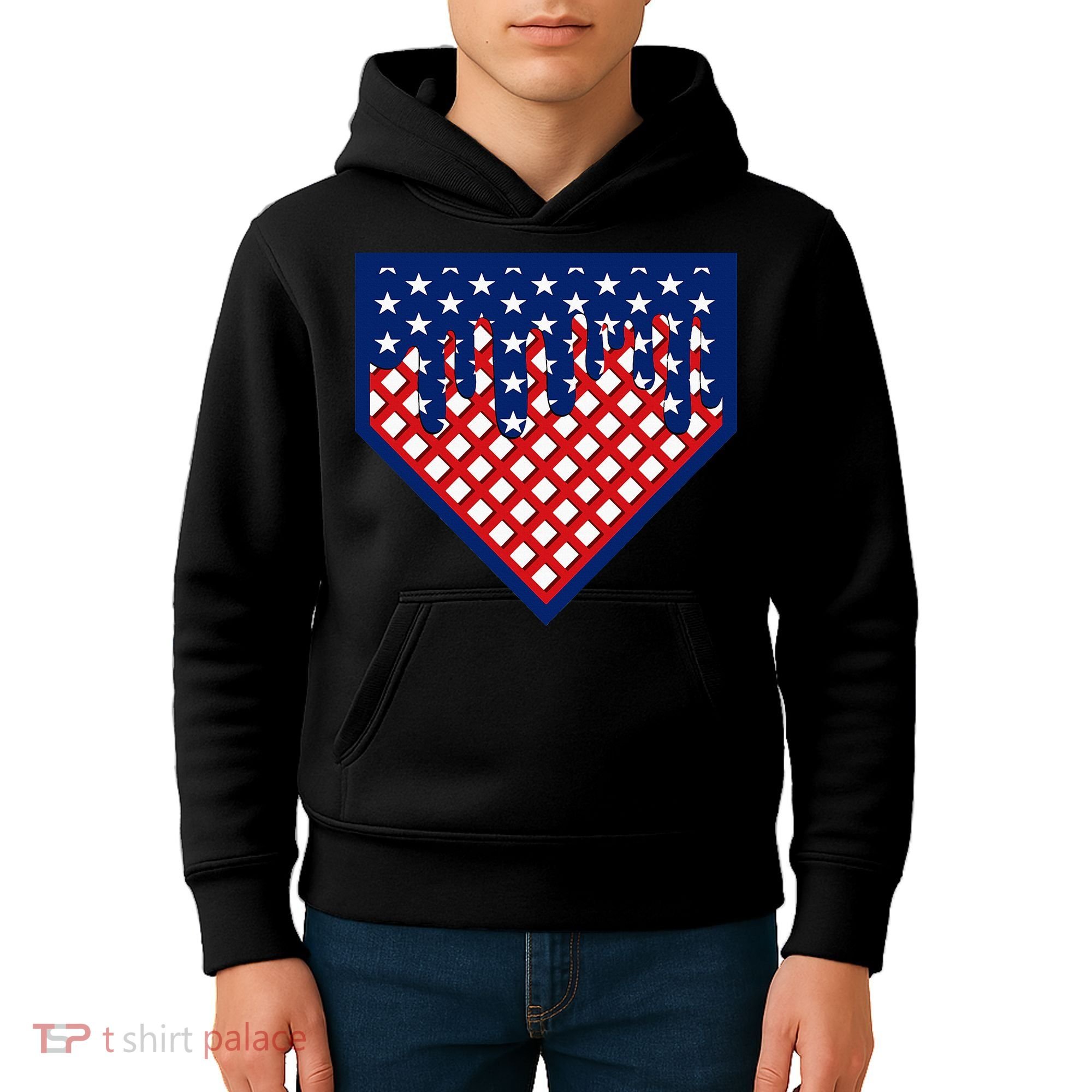 Home Plate Drip Ice Cream Softball & Baseball Kids Hoodie