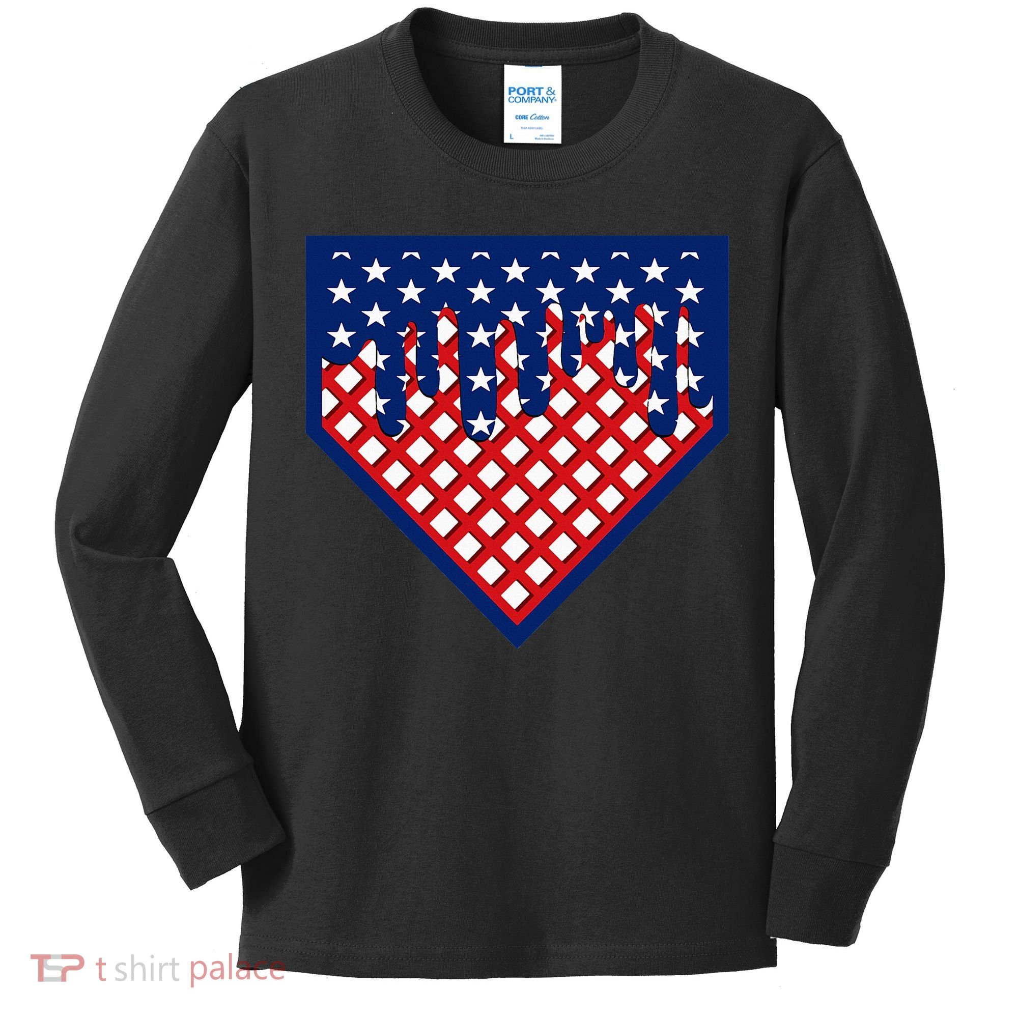Home Plate Drip Ice Cream Softball & Baseball Kids Long Sleeve Shirt