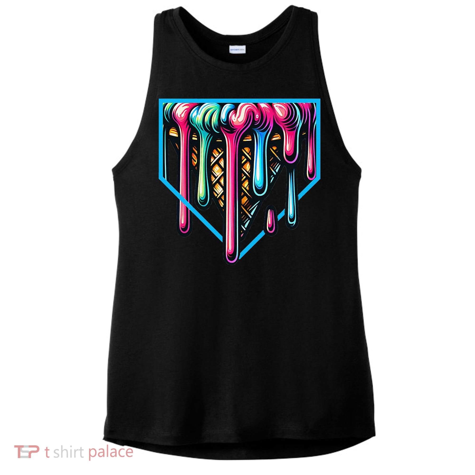 Home Plate Drip Ice Cream Softball & Baseball Ladies PosiCharge Tri-Blend Wicking Tank
