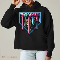 Home Plate Drip Ice Cream Softball & Baseball Ladies Heavyweight Boxy Pullover Hoodie thumb 0