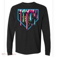 Home Plate Drip Ice Cream Softball & Baseball Comfort Colors Heavyweight Long Sleeve T-Shirt thumb 0