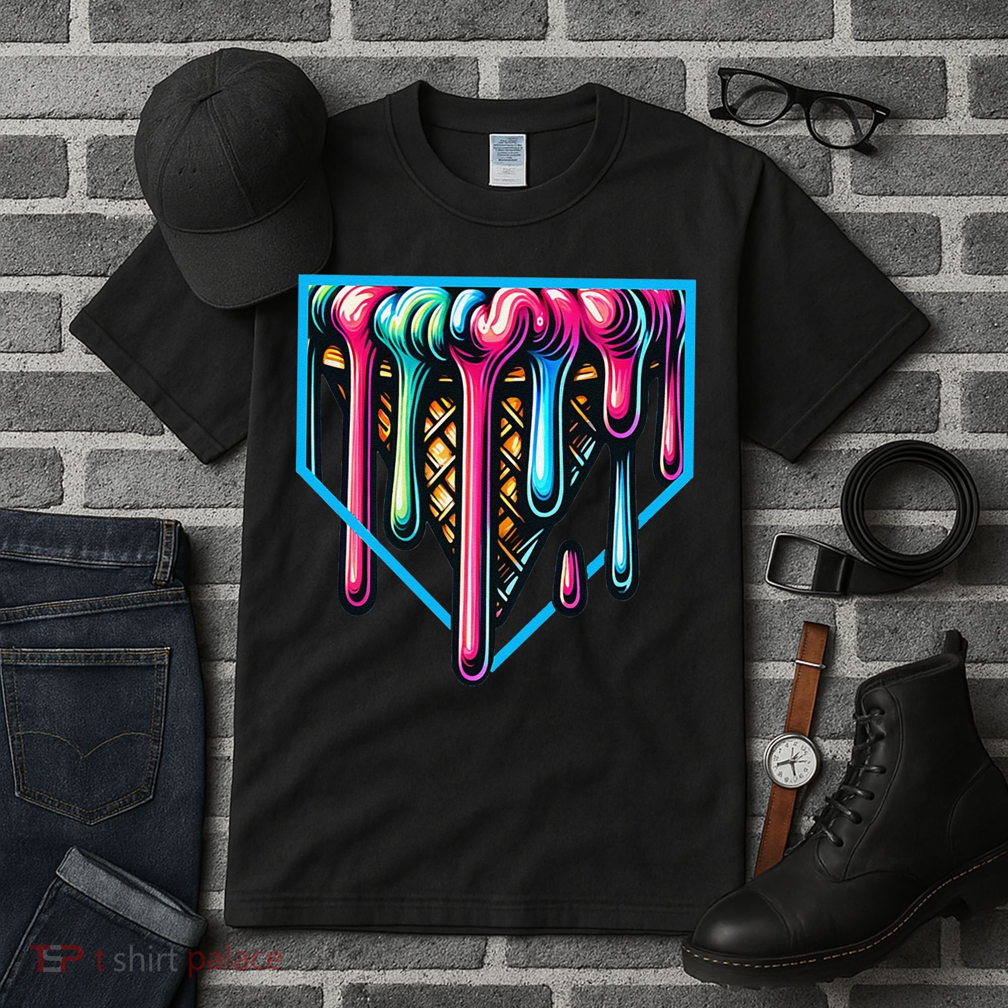 Home Plate Drip Ice Cream Softball & Baseball Tall T-Shirt