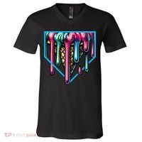 Home Plate Drip Ice Cream Softball & Baseball V-Neck T-Shirt thumb 0