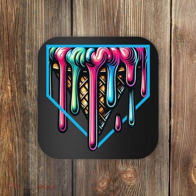 Home Plate Drip Ice Cream Softball & Baseball Coaster