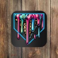 Home Plate Drip Ice Cream Softball & Baseball Coaster thumb 0