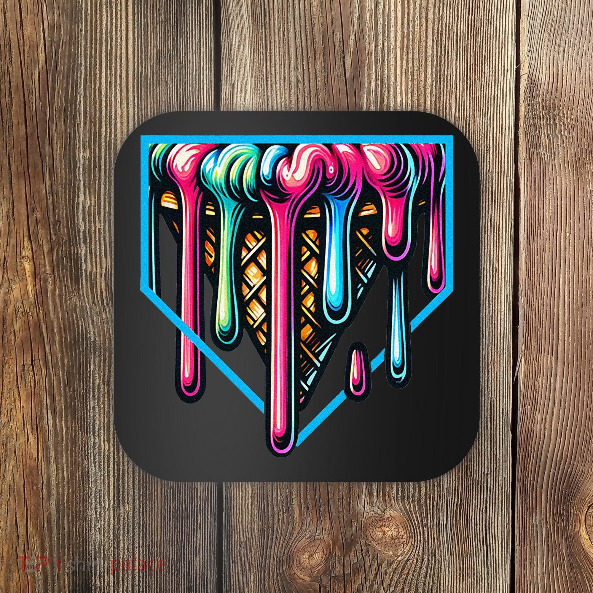 Home Plate Drip Ice Cream Softball & Baseball Coaster