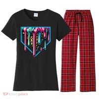 Home Plate Drip Ice Cream Softball & Baseball Women's Flannel Pajama Set thumb 0