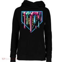 Home Plate Drip Ice Cream Softball & Baseball Womens Funnel Neck Pullover Hood thumb 0