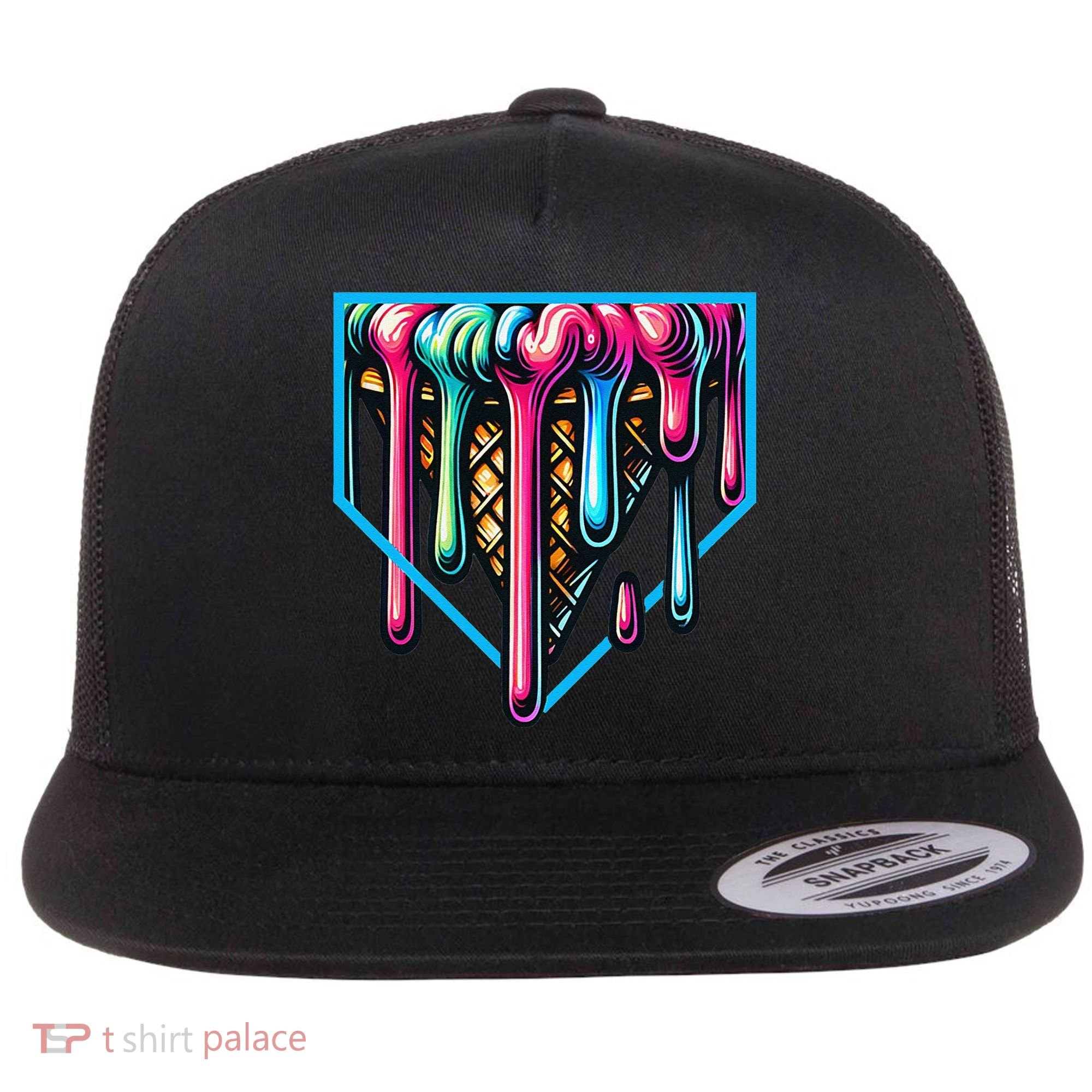 Home Plate Drip Ice Cream Softball & Baseball Flat Bill Trucker Hat