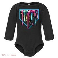 Home Plate Drip Ice Cream Softball & Baseball Baby Long Sleeve Bodysuit thumb 0