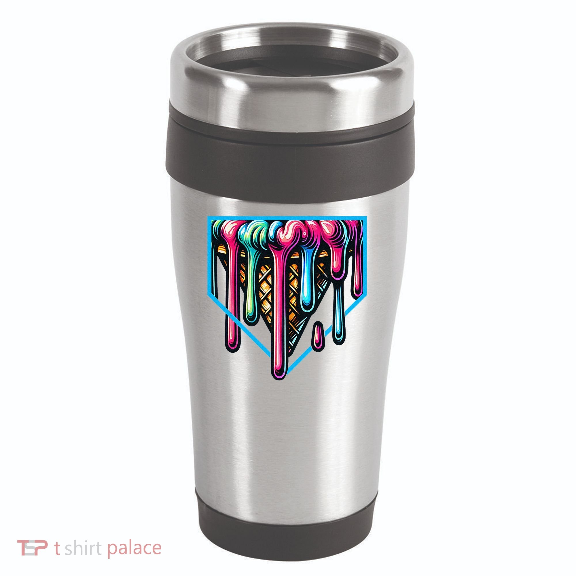 Home Plate Drip Ice Cream Softball & Baseball 16oz Travel Tumbler