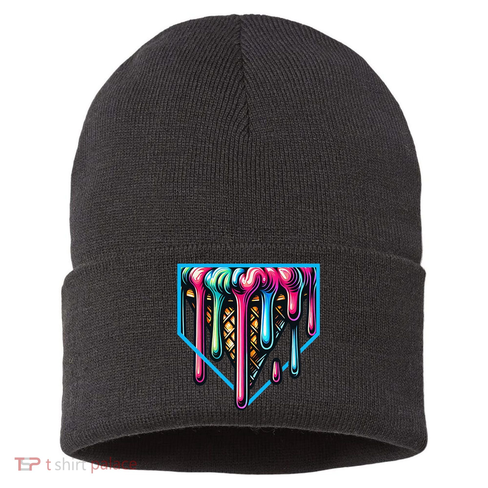 Home Plate Drip Ice Cream Softball & Baseball Sustainable Knit Beanie