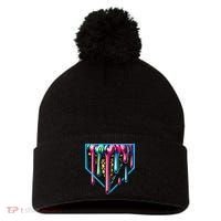 Home Plate Drip Ice Cream Softball & Baseball Pom Pom 12in Knit Beanie thumb 0