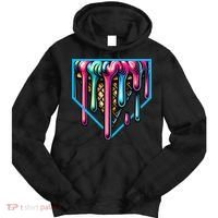 Home Plate Drip Ice Cream Softball & Baseball Tie Dye Hoodie thumb 0