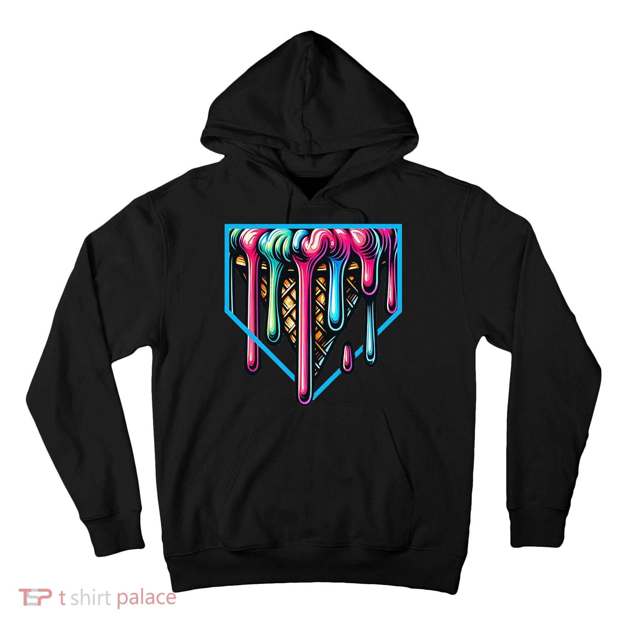 Home Plate Drip Ice Cream Softball & Baseball Tall Hoodie