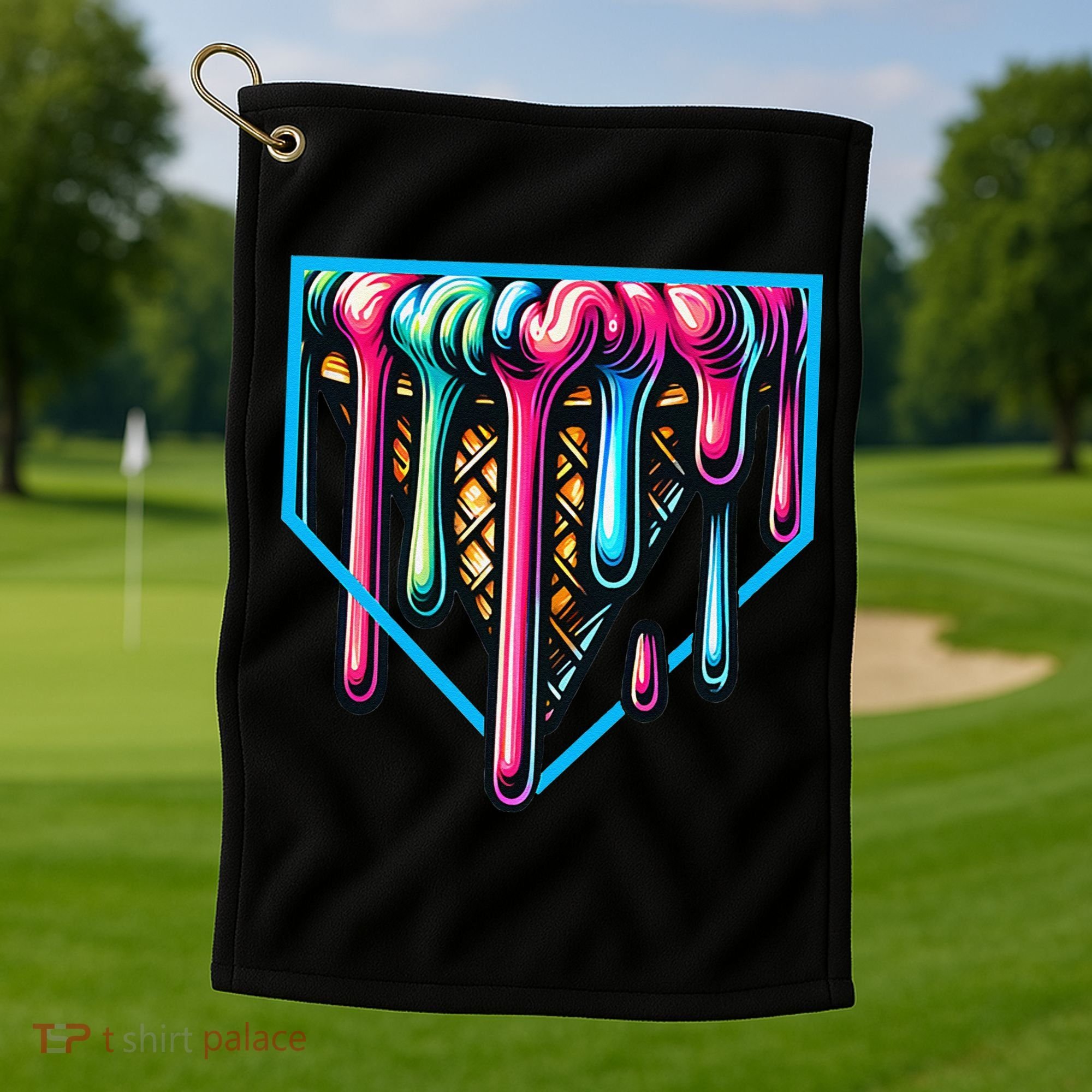 Home Plate Drip Ice Cream Softball & Baseball Golf Towel