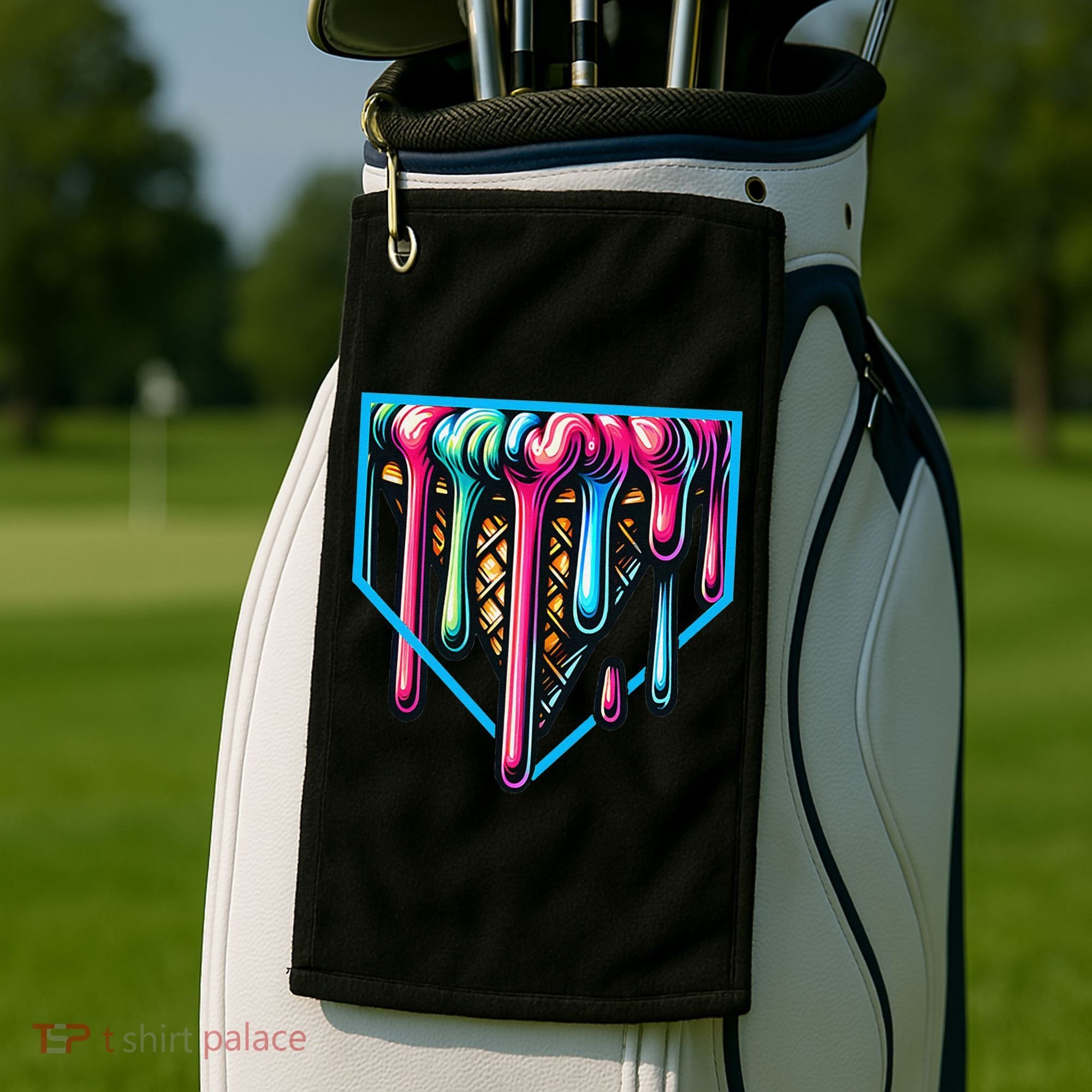 Home Plate Drip Ice Cream Softball & Baseball Golf Towel