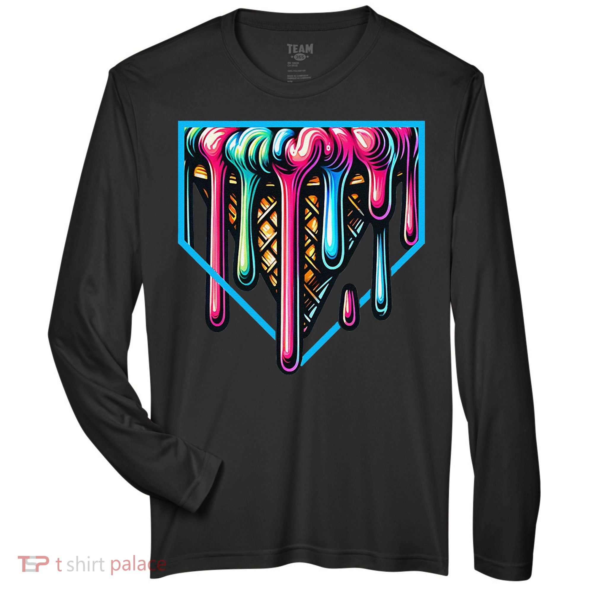 Home Plate Drip Ice Cream Softball & Baseball Zone Performance Long-Sleeve T-Shirt