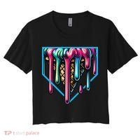 Home Plate Drip Ice Cream Softball & Baseball Women's Crop Top Tee thumb 0