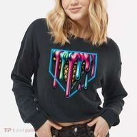Home Plate Drip Ice Cream Softball & Baseball Cropped Pullover Crew thumb 2