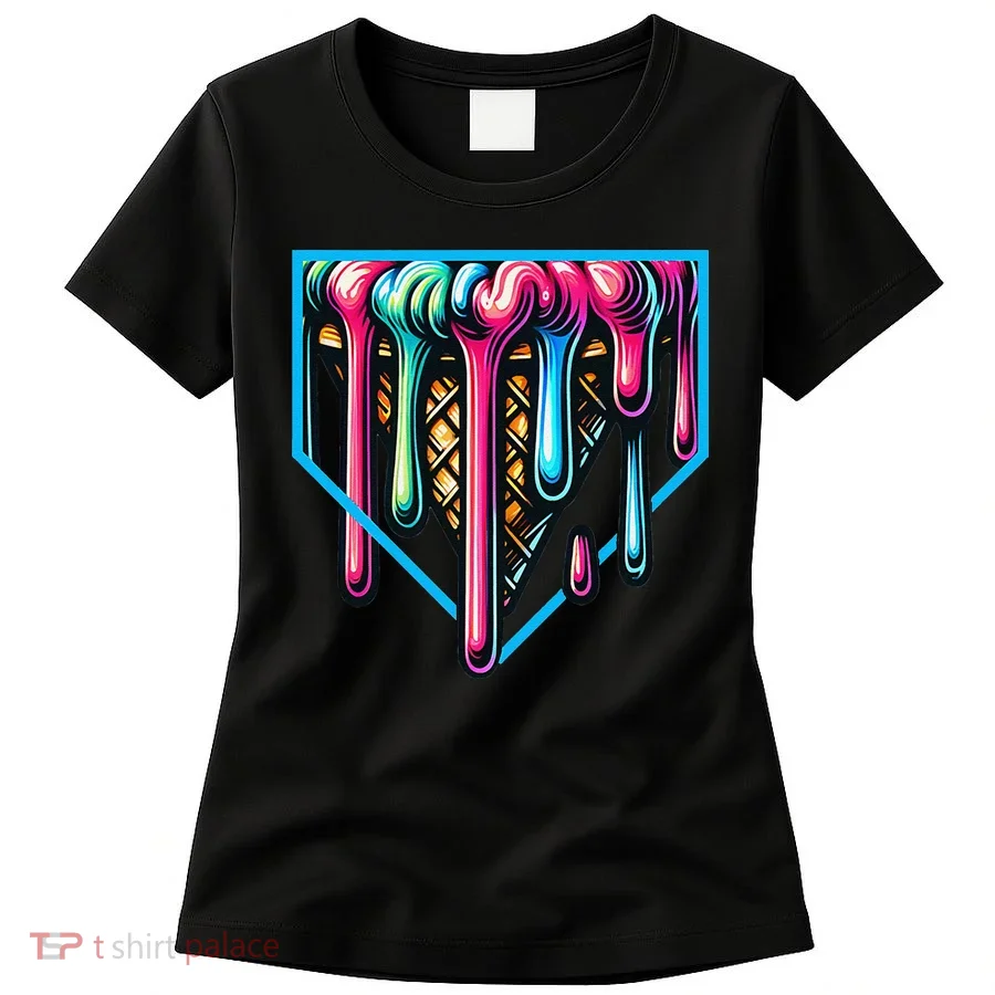 Home Plate Drip Ice Cream Softball & Baseball Women's T-Shirt