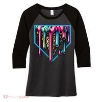 Home Plate Drip Ice Cream Softball & Baseball Women's Tri-Blend 3/4-Sleeve Raglan Shirt thumb 0