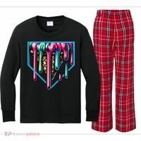 Home Plate Drip Ice Cream Softball & Baseball Kids Long Sleeve Plaid Pajama Set thumb 0