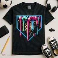 Home Plate Drip Ice Cream Softball & Baseball Kids Tie-Dye T-Shirt thumb 2