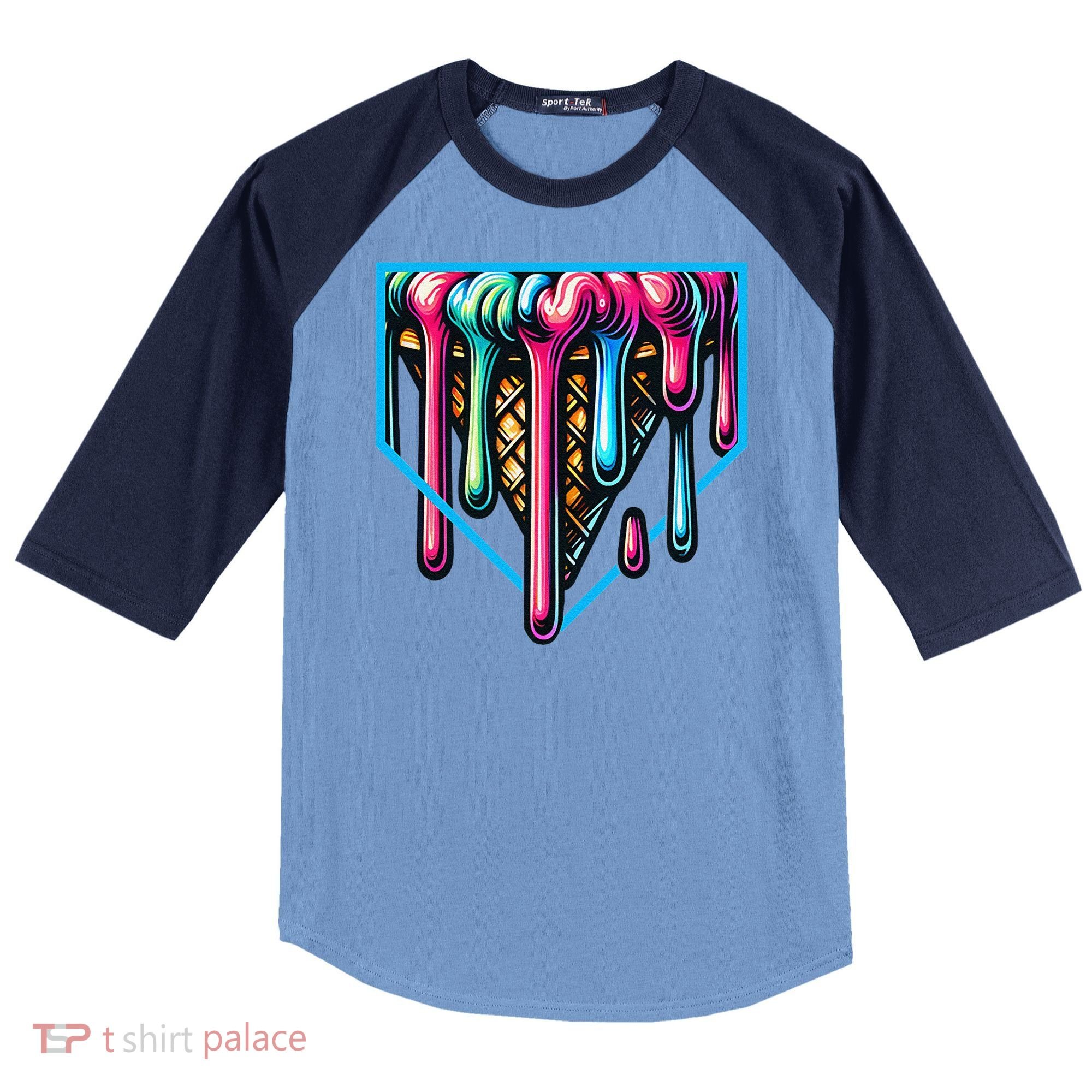 Home Plate Drip Ice Cream Softball & Baseball Raglan Baseball Sleeve Shirt