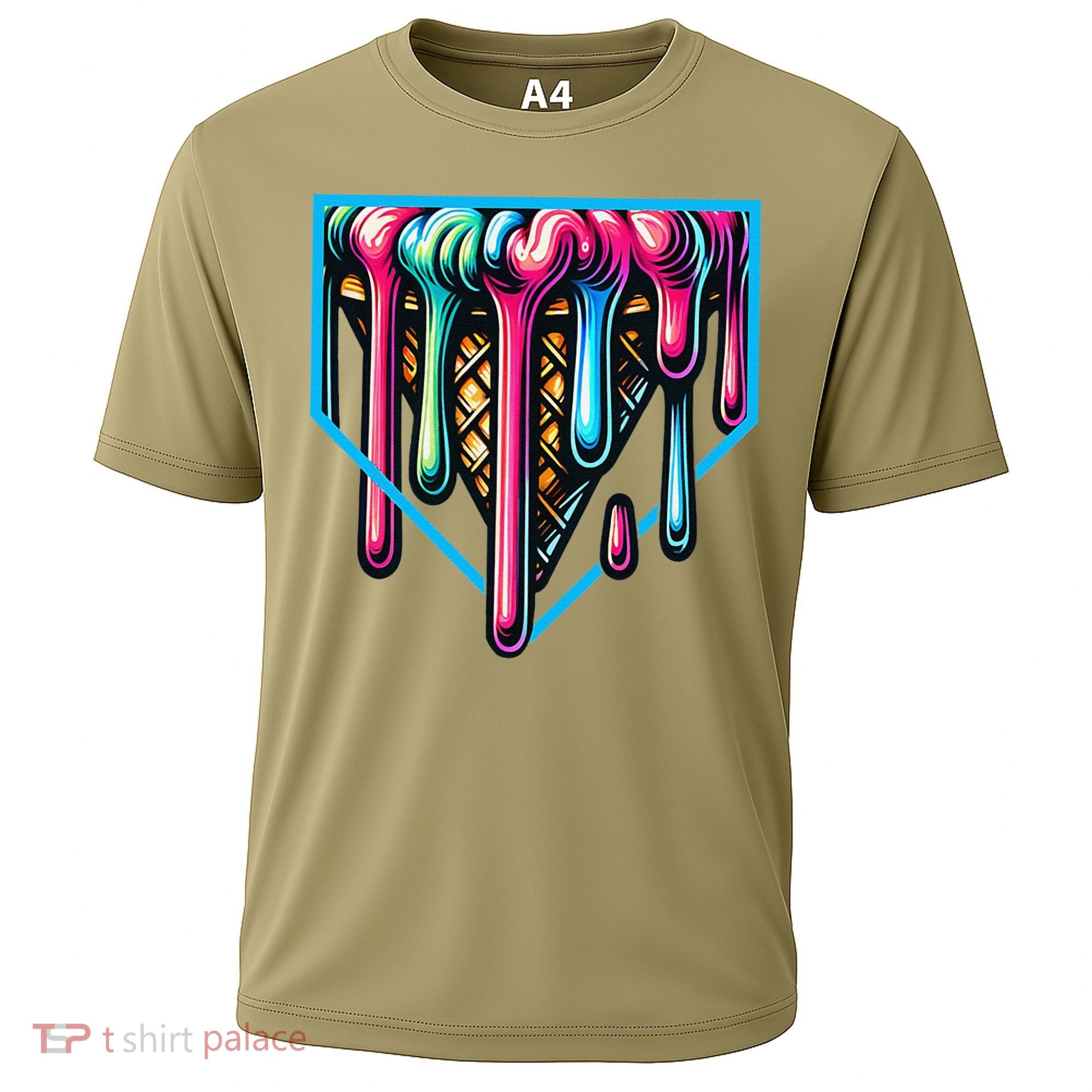 Home Plate Drip Ice Cream Softball & Baseball Cooling Performance Crew T-Shirt