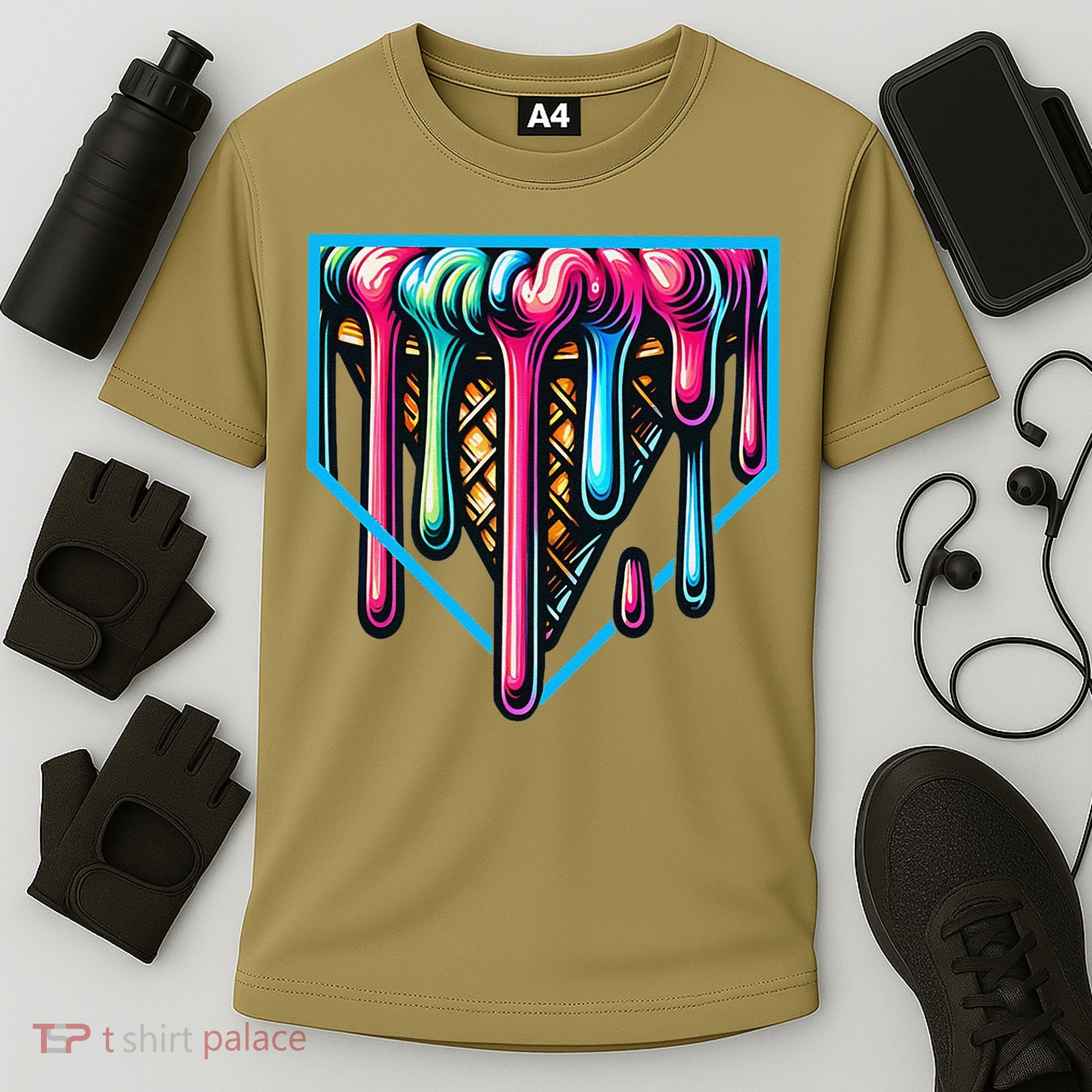 Home Plate Drip Ice Cream Softball & Baseball Cooling Performance Crew T-Shirt