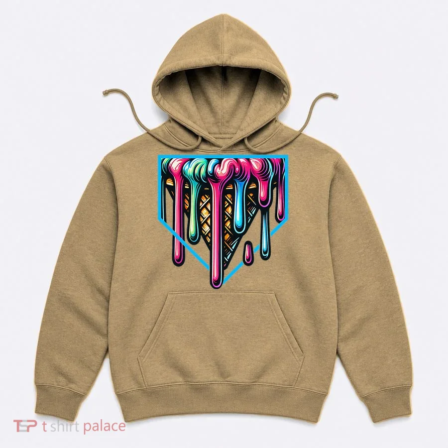 Home Plate Drip Ice Cream Softball & Baseball Hoodie